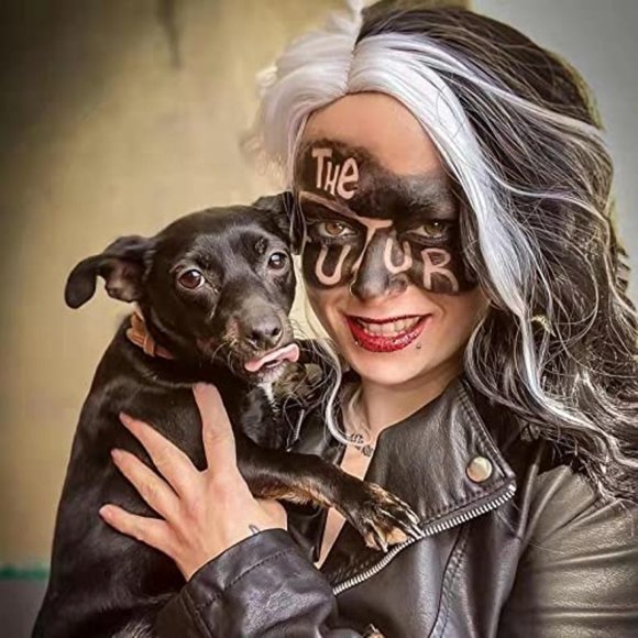 Synthetic Black & White 14‘’ Short Bob Wavy Wig Cosplay, Party Wig New - Picture 4 of 6